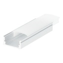 Perfil aluminio traslúcido superficie 2M para tiras LED hasta 12mm Blanco