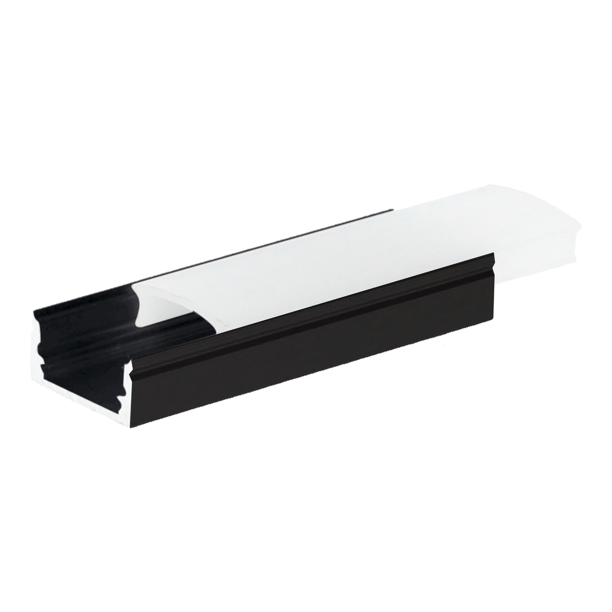 Profil aluminium translucide de surface 2 M pour bandes LED jusqu'à 12 mm Noir