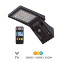 Aplique solar LED Ganda com sensor de movimento e crepuscular 3 W 3000 - 4200 - 6000 K