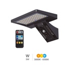 Aplique solar LED Ganda com sensor movimento e crepuscular 5W 3000 - 4200 - 6000K
