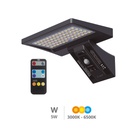 Aplique solar LED Ganda con sensor movimiento y crepuscular 5W 3000 - 4200 - 6000K