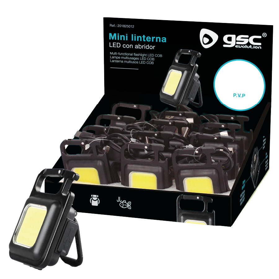Mini linterna LED con abridor 350lm  - 12u caja exp