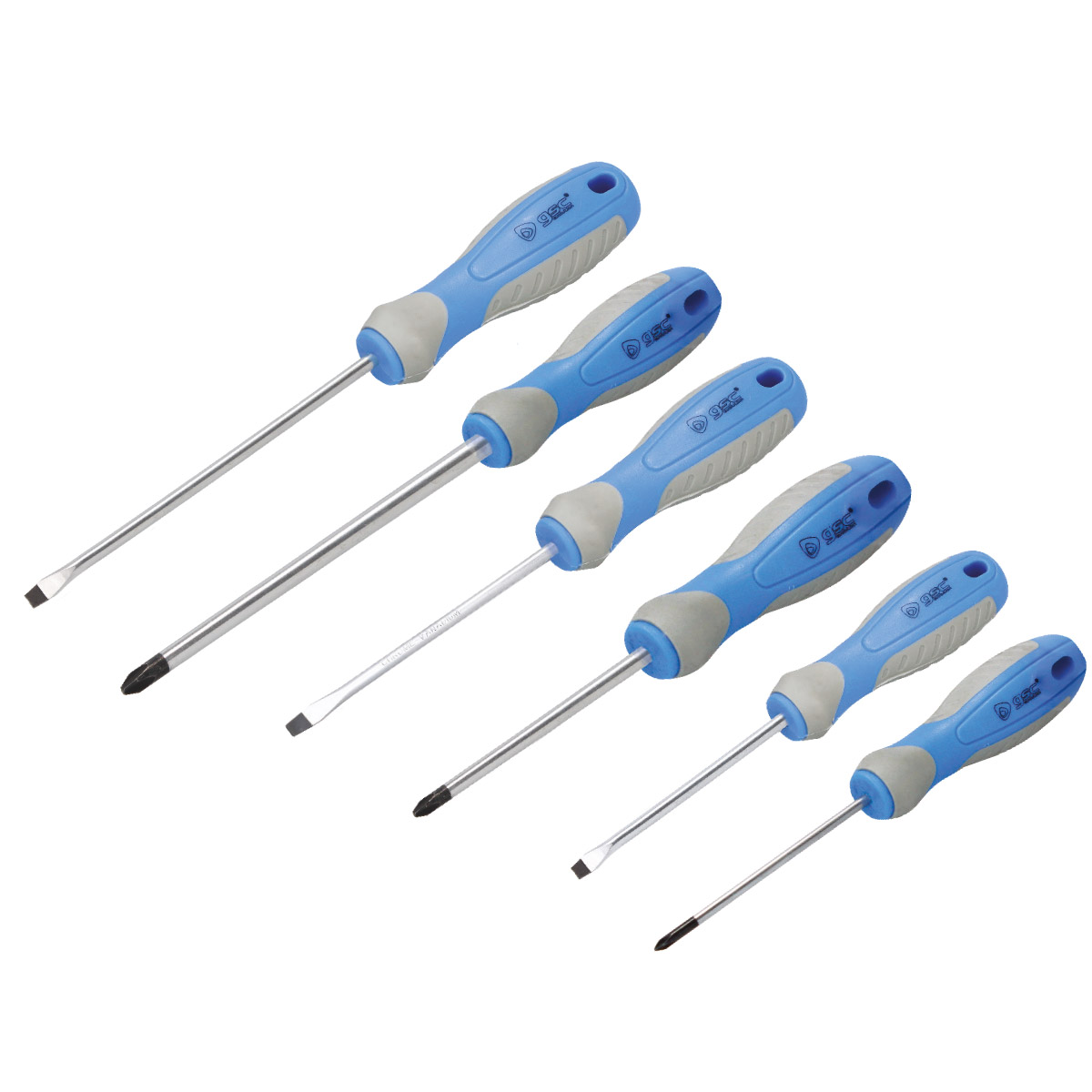 Set of 6 screwdrivers - 3 flat and 3 Philips