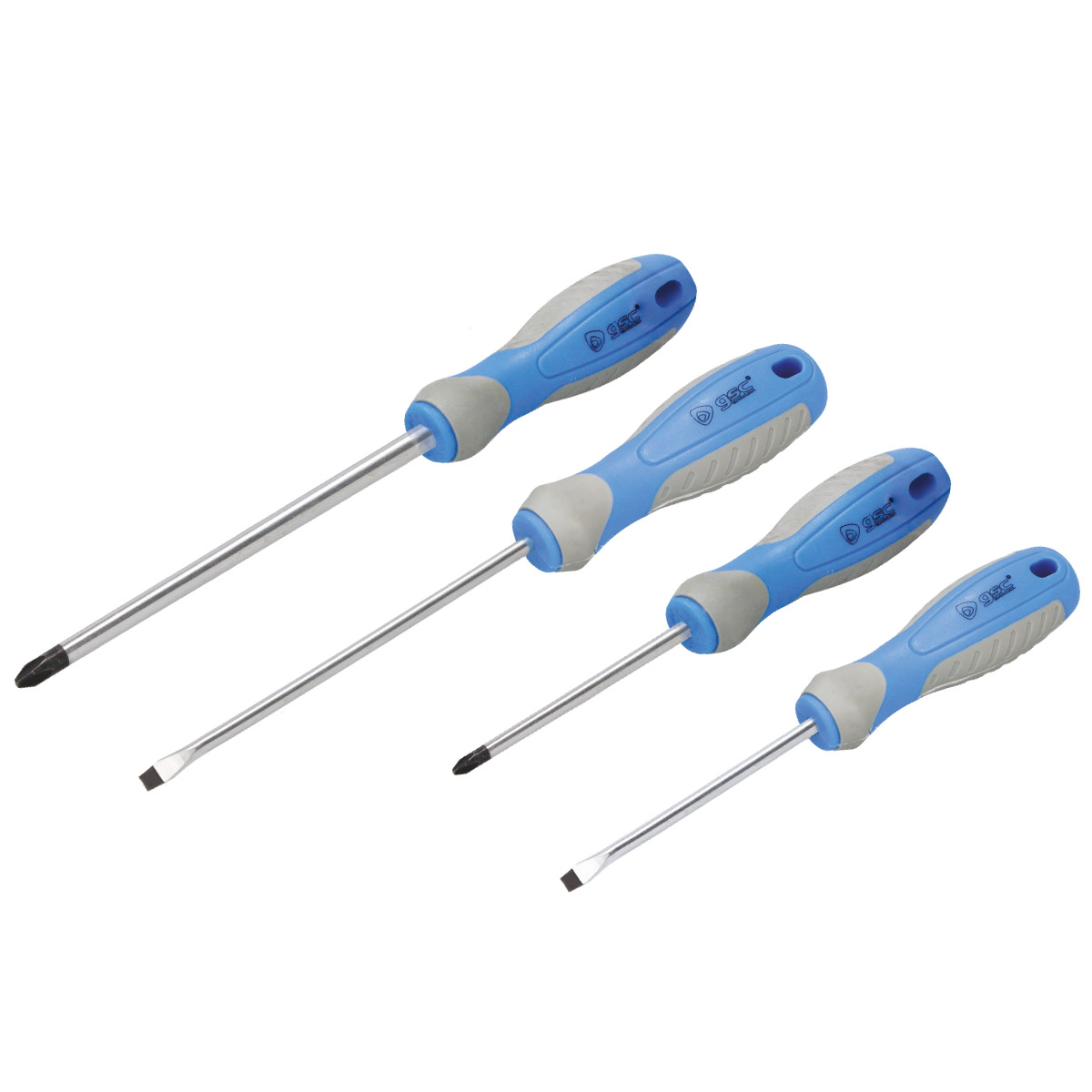 Set of 6 screwdrivers - 2 flat and 2 Philips