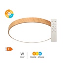 Plafón techo LED Andra redondo 36W 3000K a 6500K IP44 regulable Efecto madera