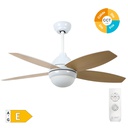 [300005039] 42' DC ceiling fan with remote control CCT 4 reversible blades wood effect white/haya