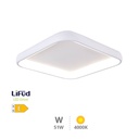 Plafon teto LED Simola quadrado 51 W 4000 K Branco