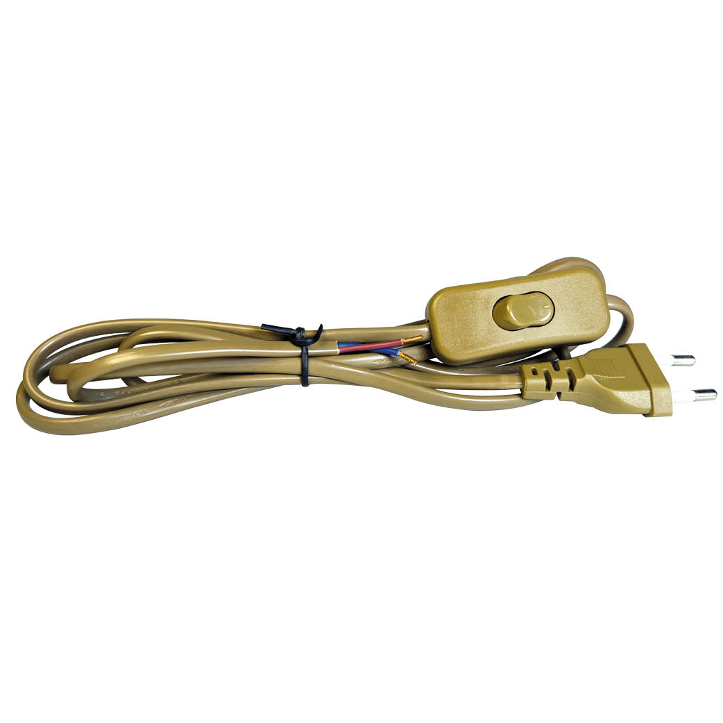 Câble connexion plat avec interrupteur (2x0,75 mm) 1,5 M Doré