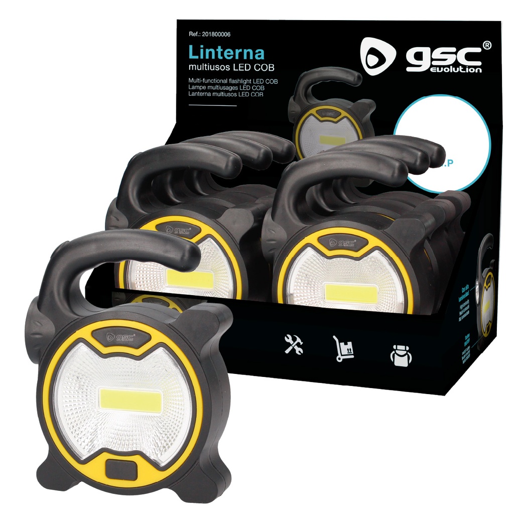 Lanterna LED multiusos 3 W COB + 1 W SMD – 6 un. caixa exp
