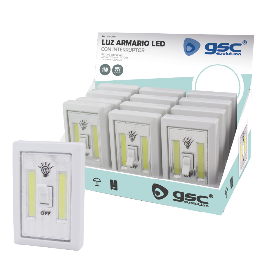 Luz armario LED COB 1W - 12uds caja exp