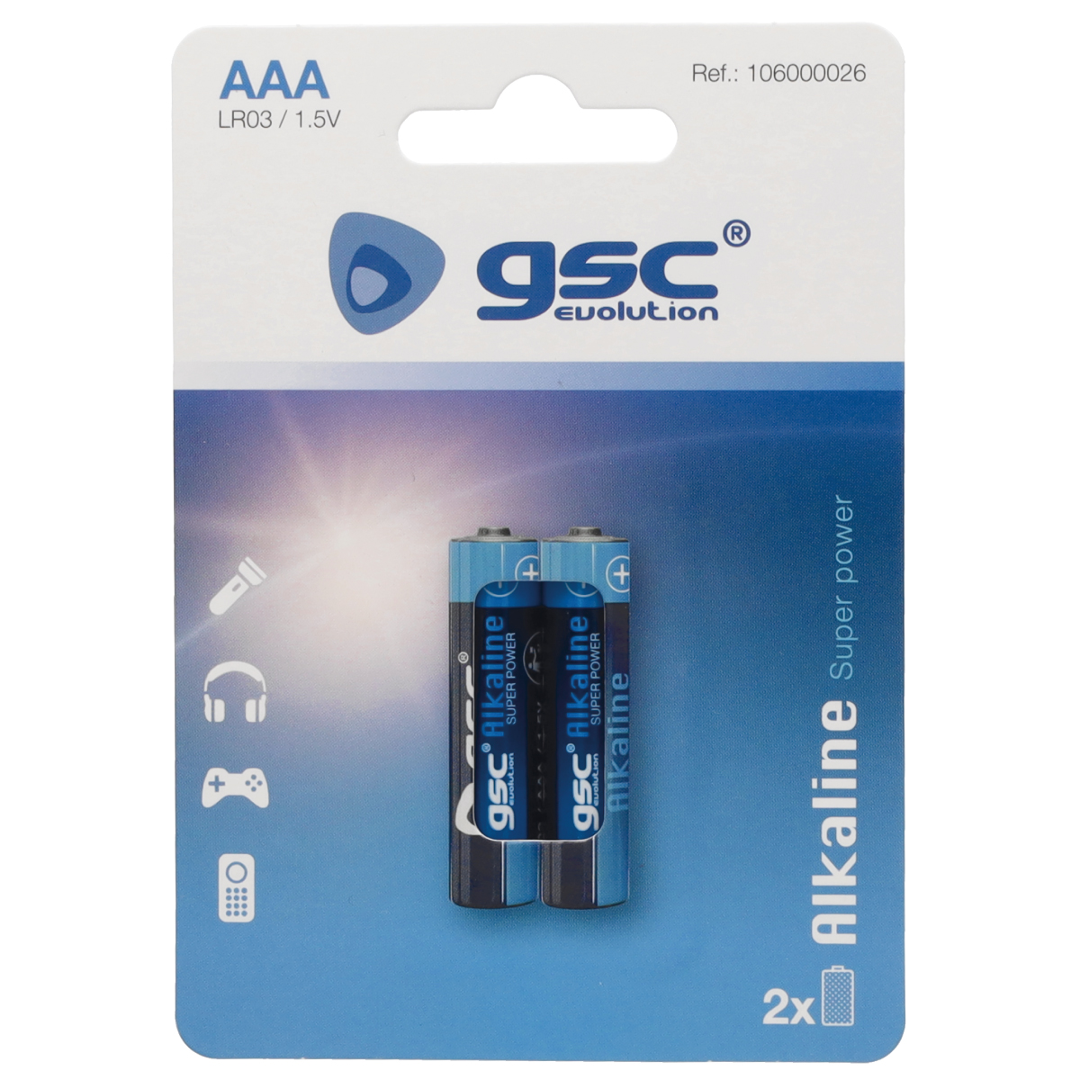 Pile alcaline GSC evolution LR03 (AAA) Blister 2 u