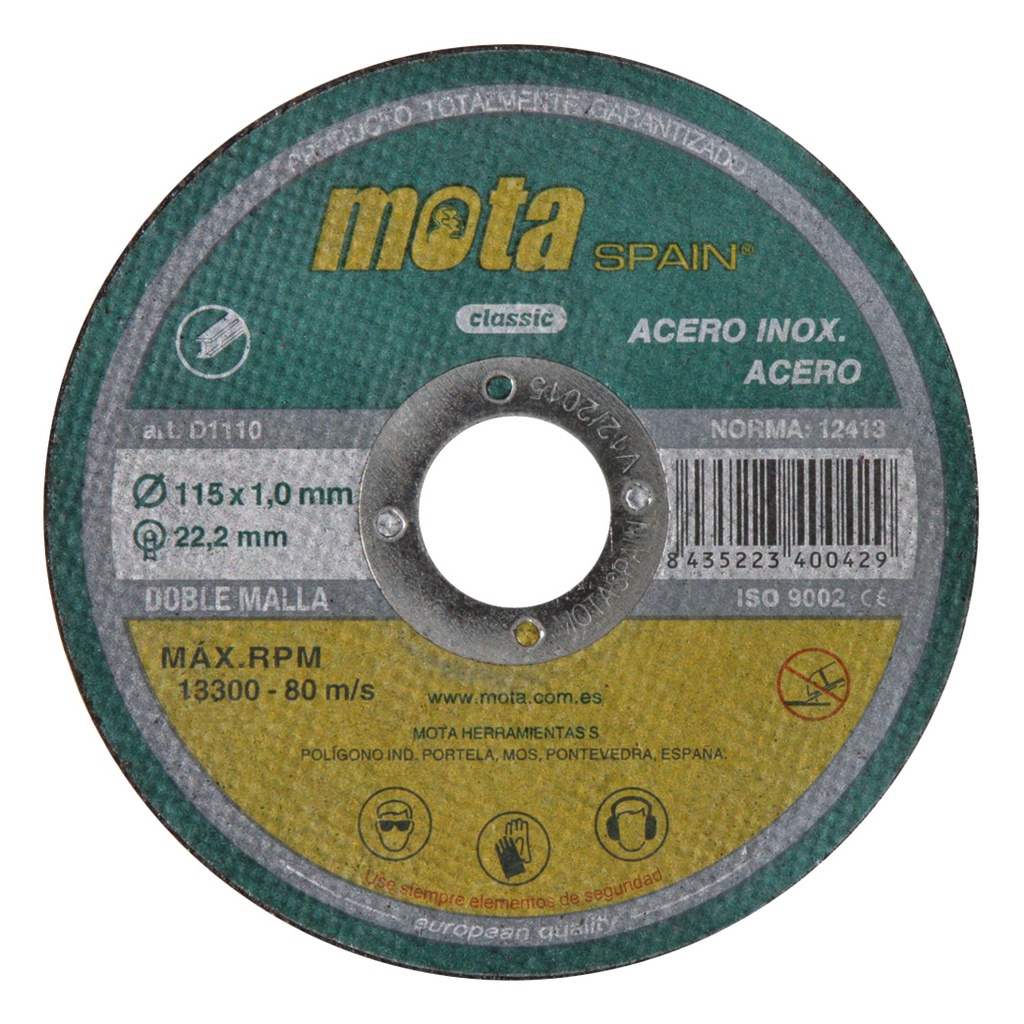 Pack de 10 disques à tronçonner l’acier inoxydable 115x1x22.23mm