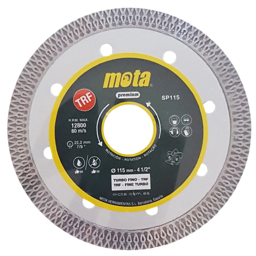Disco de diamante de corte em seco e húmido 115 mm