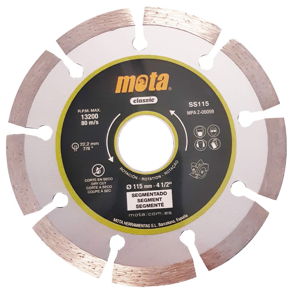 Disco de diamante de corte em seco segmentado a laser 115 mm