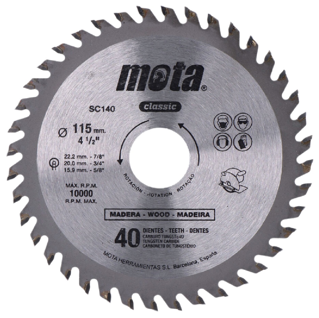 Sierra circular widia 115mm 40 dientes
