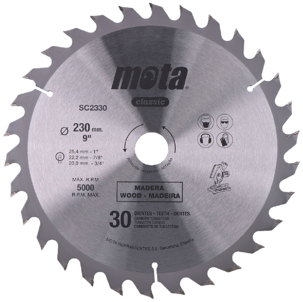 Sierra circular widia 230mm 30 dientes