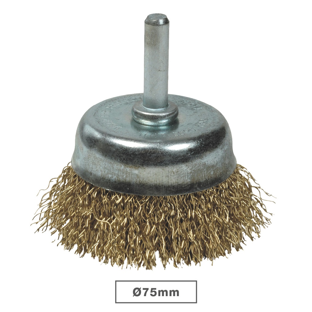 Brosse boisseau à fil métal avec goujon 75mm