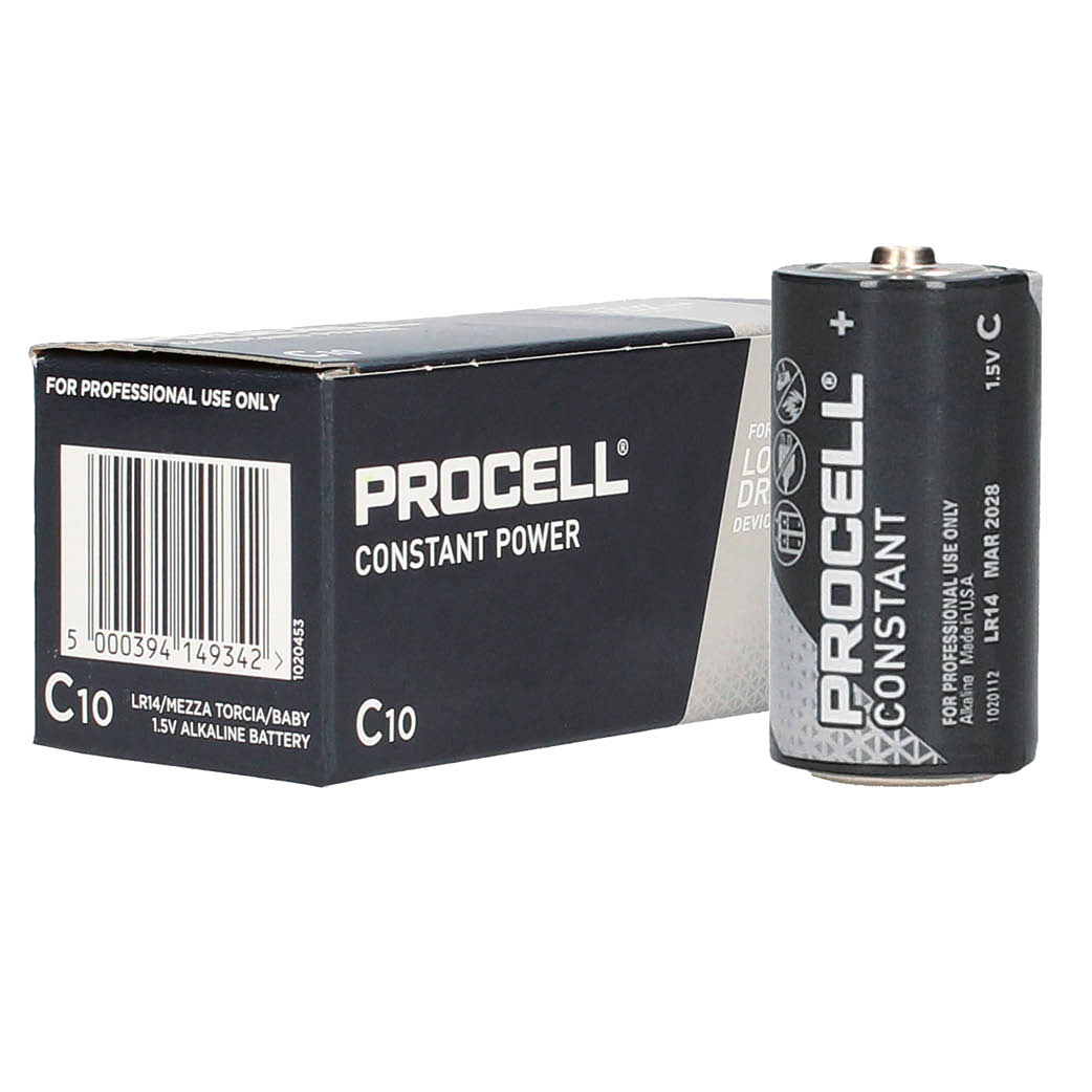 Caixa 10 pilhas alcalinas industriais Procell LR14 (C)