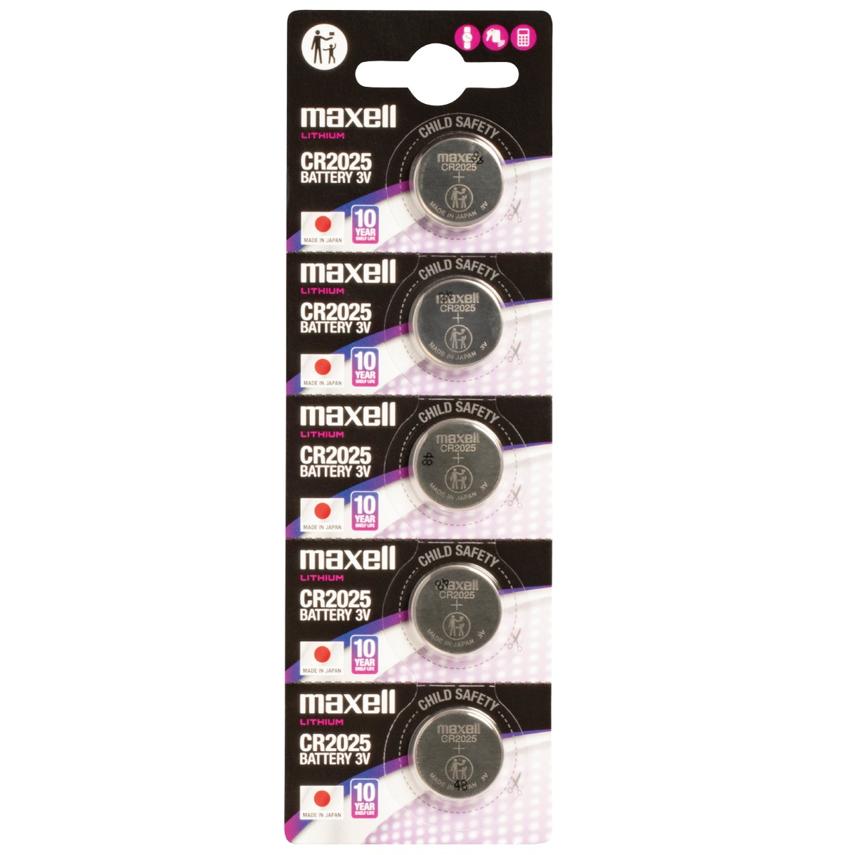 Blister 5 Piles boutons lithium Maxell CR2025
