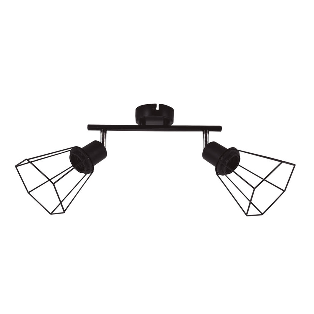 Aplique de teto com dois focos linear Série Bhani E27 Preto 