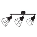 Aplique de teto com três focos linear Série Bhani E27 Preto