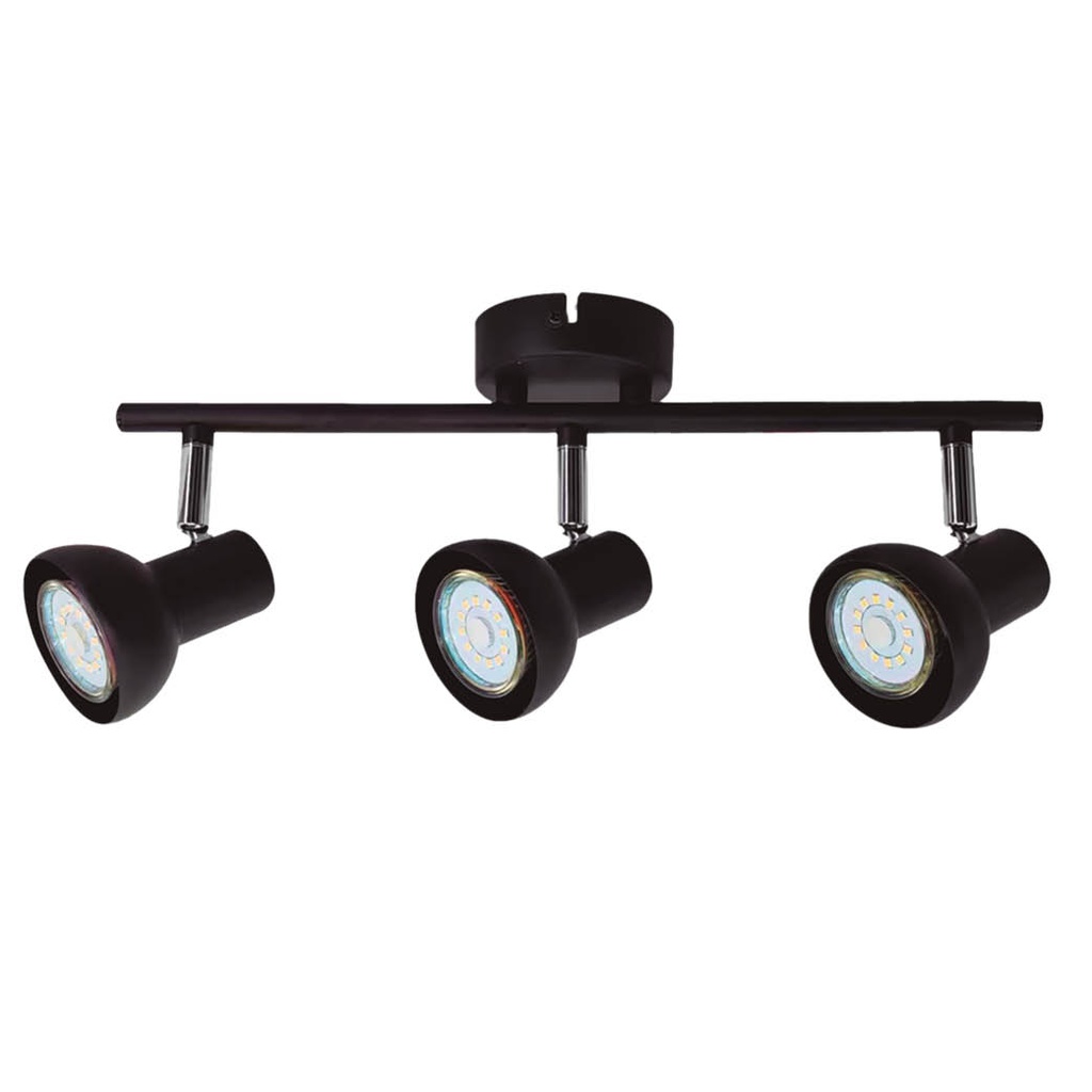 Aplique de teto com três focos linear Série Kaitola GU10 Preto