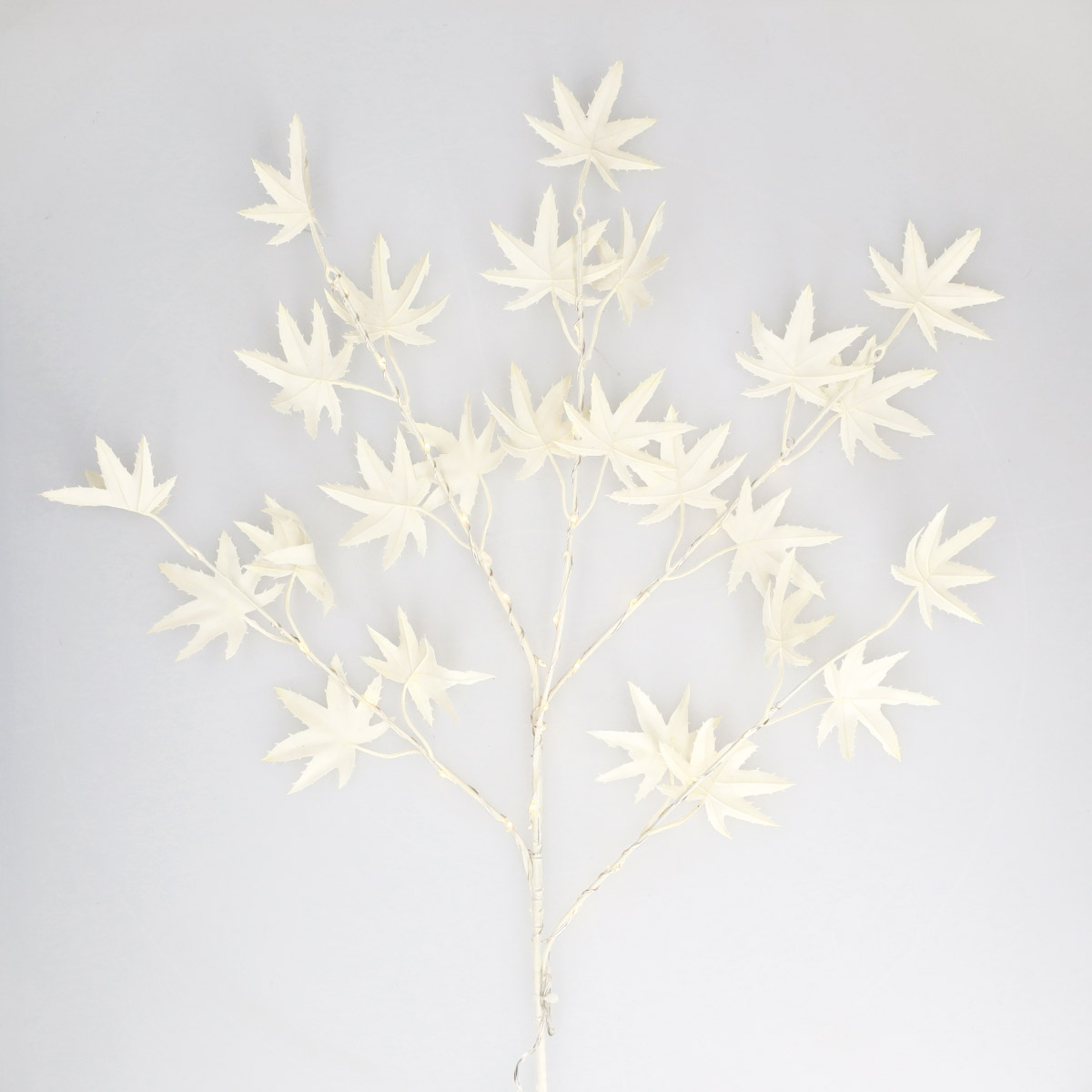 Ramo decorativo LED de folhas de ácer brancas 0,70 m Luz quente