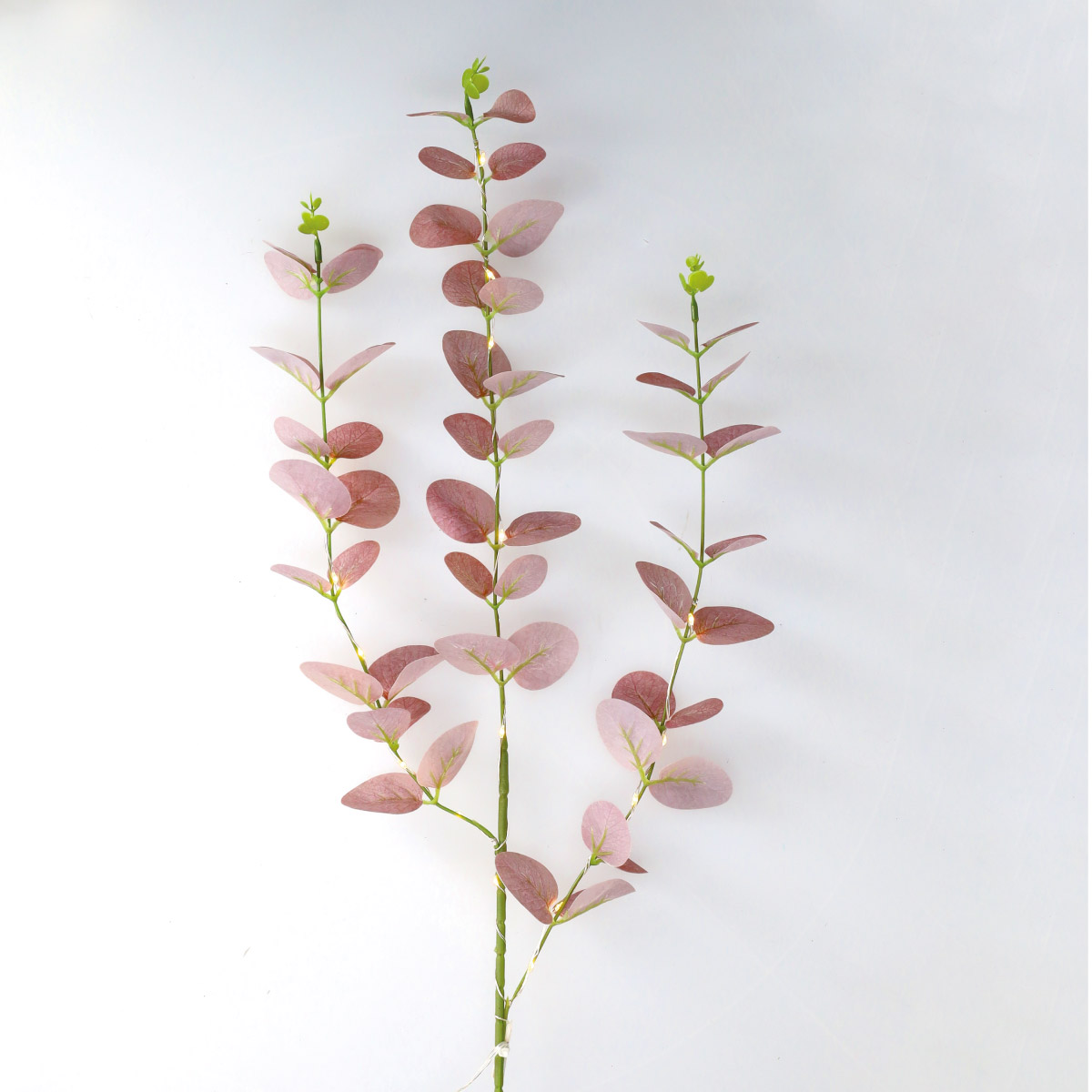 0,83M Decorative LED branch with pink eucalyptus leaf Warm White