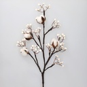 Ramo decorativo LED de flores de algodão e bagas brancas 0,55 m Luz quente