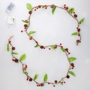 2M LED garland with red berries, pine cones and leaves Warm White