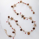 1,8M LED garland with stars, pine cones and red berries Warm White