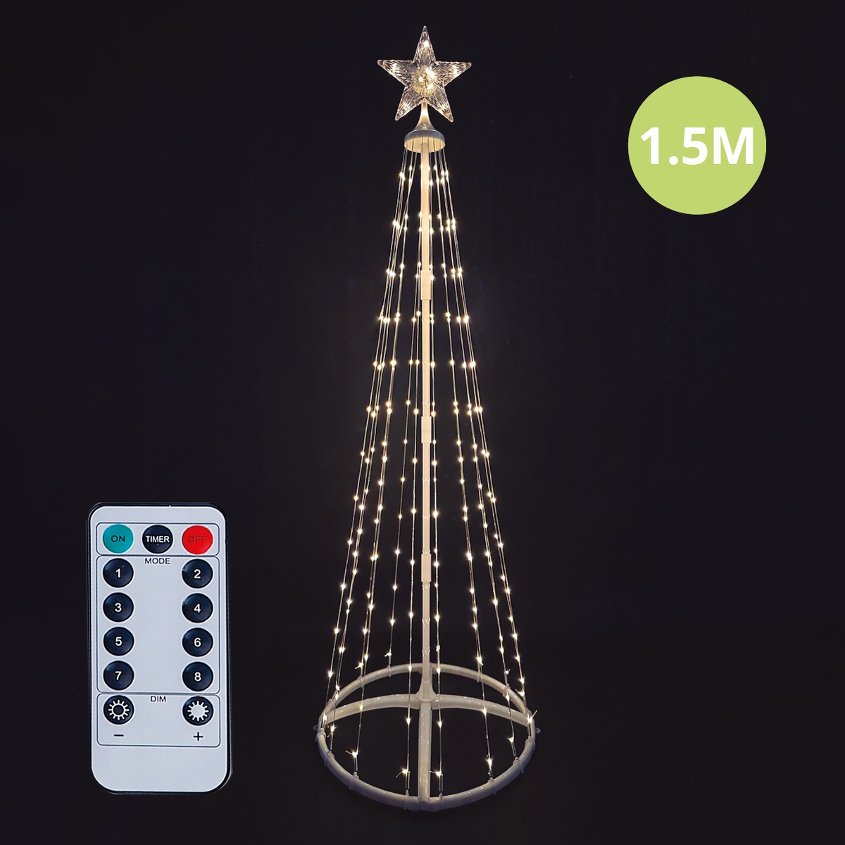 1,5M USB LED Tree with remote 8 functions Warm White IP44