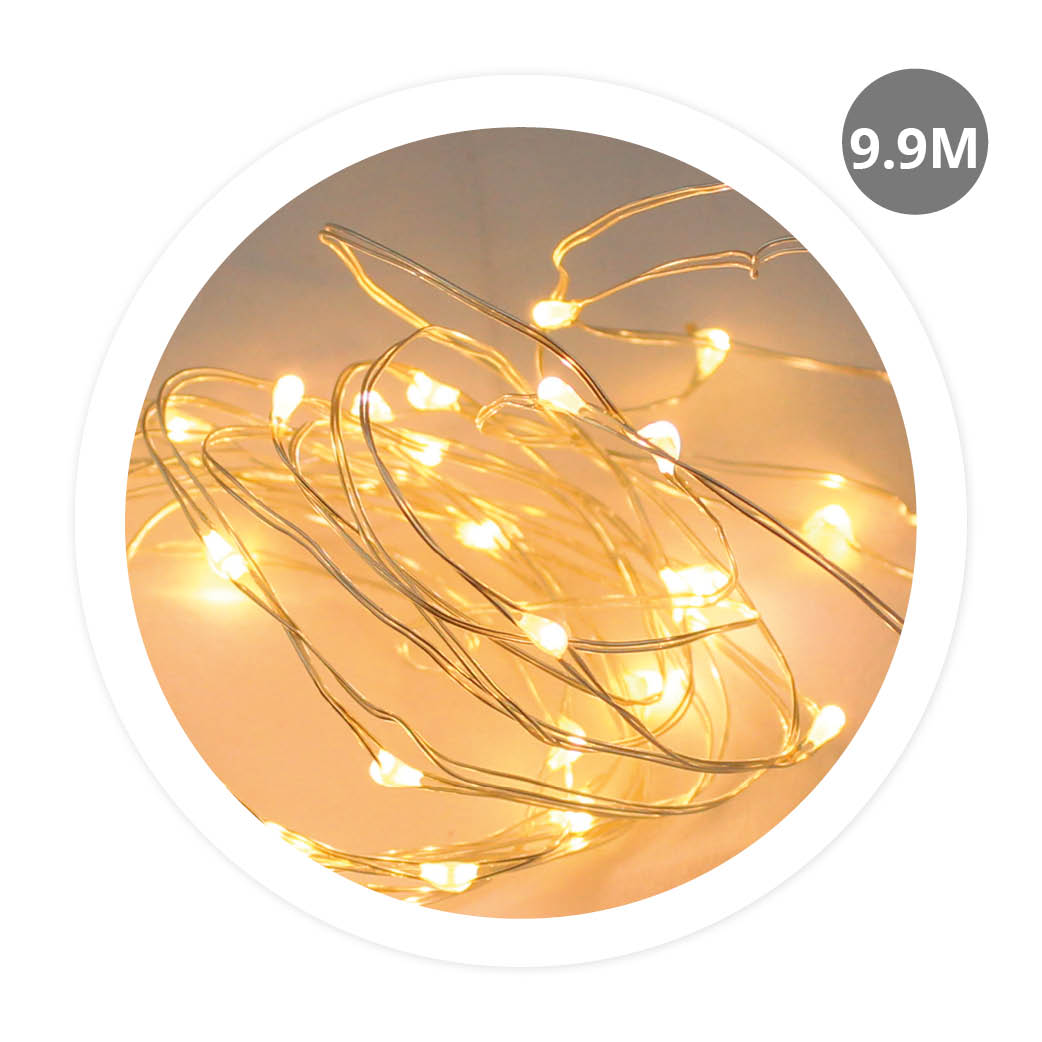 9,9M Copper LED garland 8 Funtions Warm White