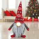 Nain de Noël LED Hagin assis 26 cm 2xCR2032 Rouge et Gris