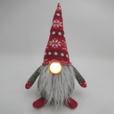 [204690114] Hagin Red and Grey LED Christmas sitting gnome 36cm 2xCR2032