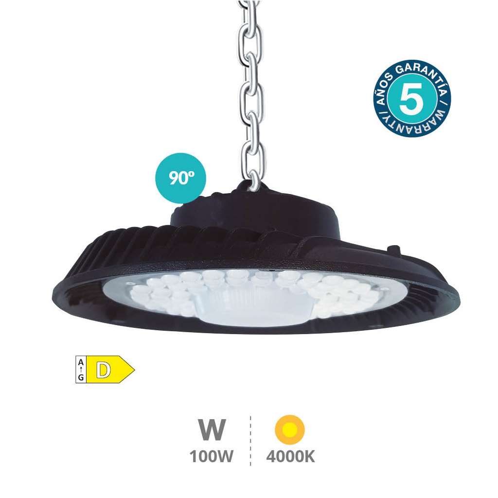 Lâmpada LED industrial tipo exaustor Titas 100 W 90º 4000 K