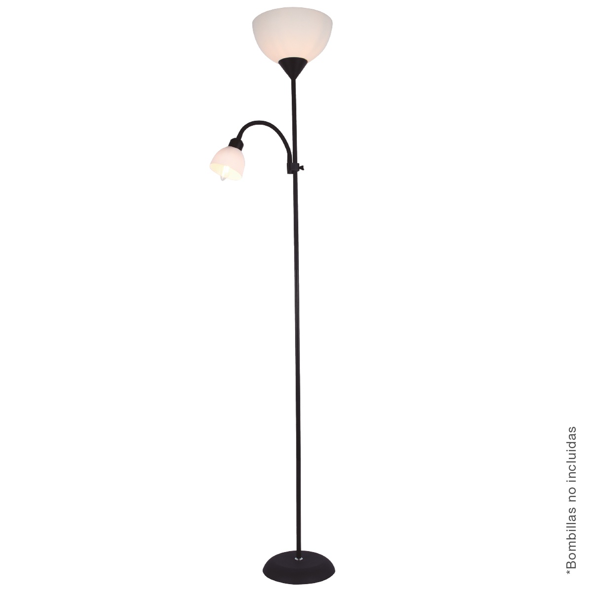 Nawis series floor lamp 1760mm E27 with reading lamp E14 black