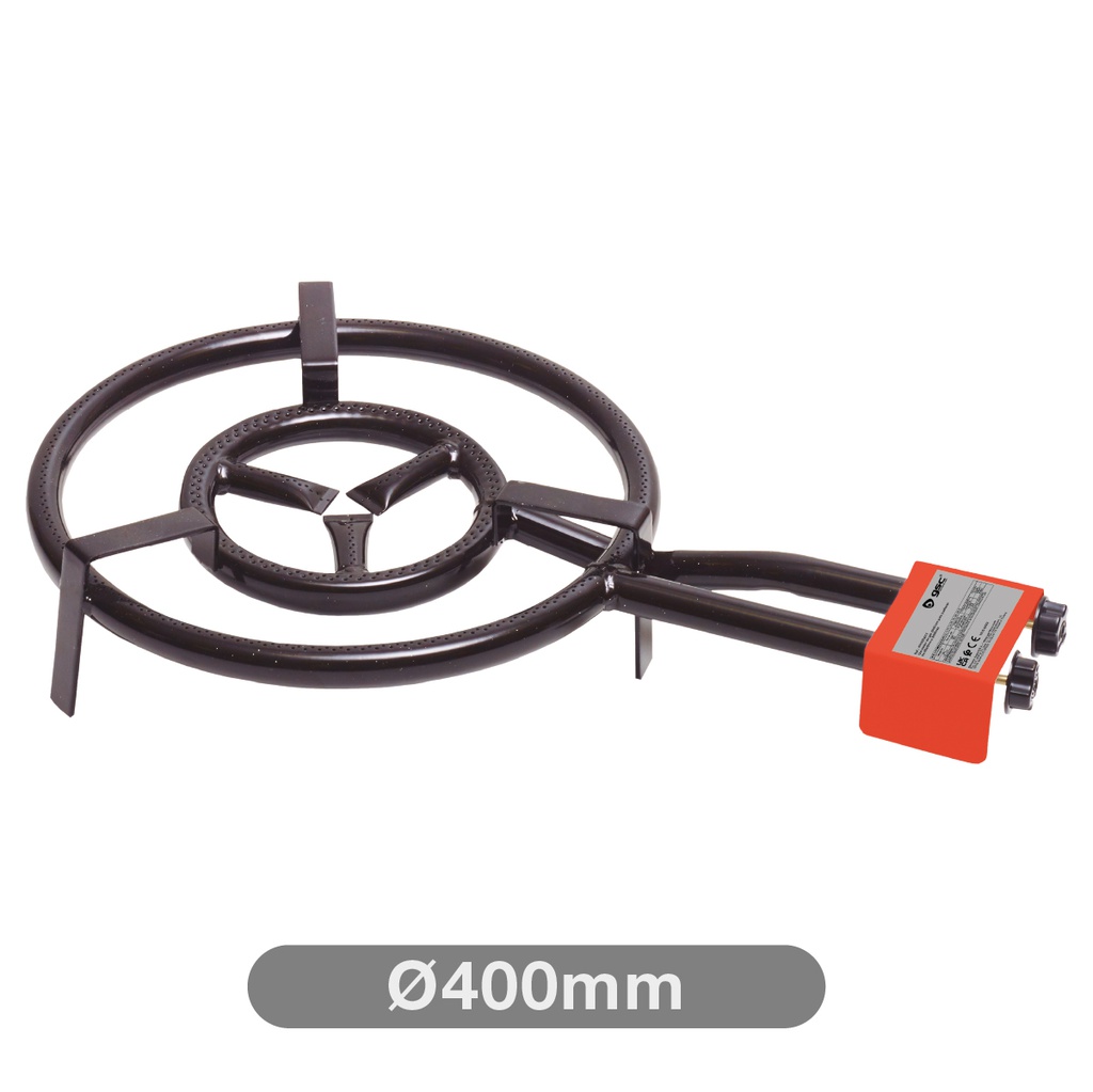Queimador a gás duplo Ø400mm para panelas de paella de Ø260mm a Ø600mm