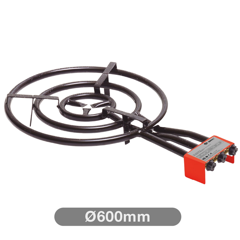 Queimador a gás triplo Ø600mm para panelas de paella de Ø260mm a Ø800mm