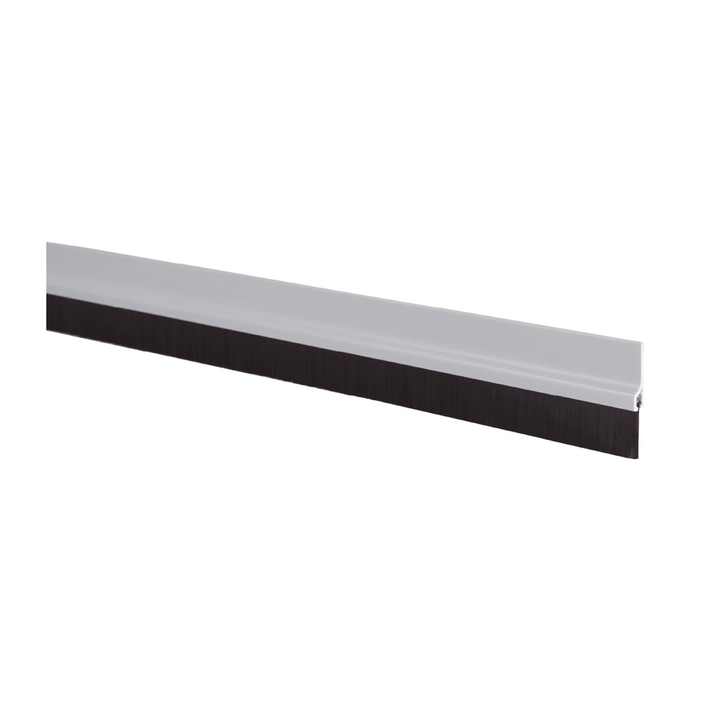 PVC adhesive weather strip with fringes 1M silver
