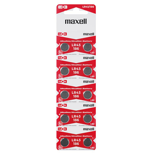 Blister 10 Piles boutons alcaline Maxell LR43