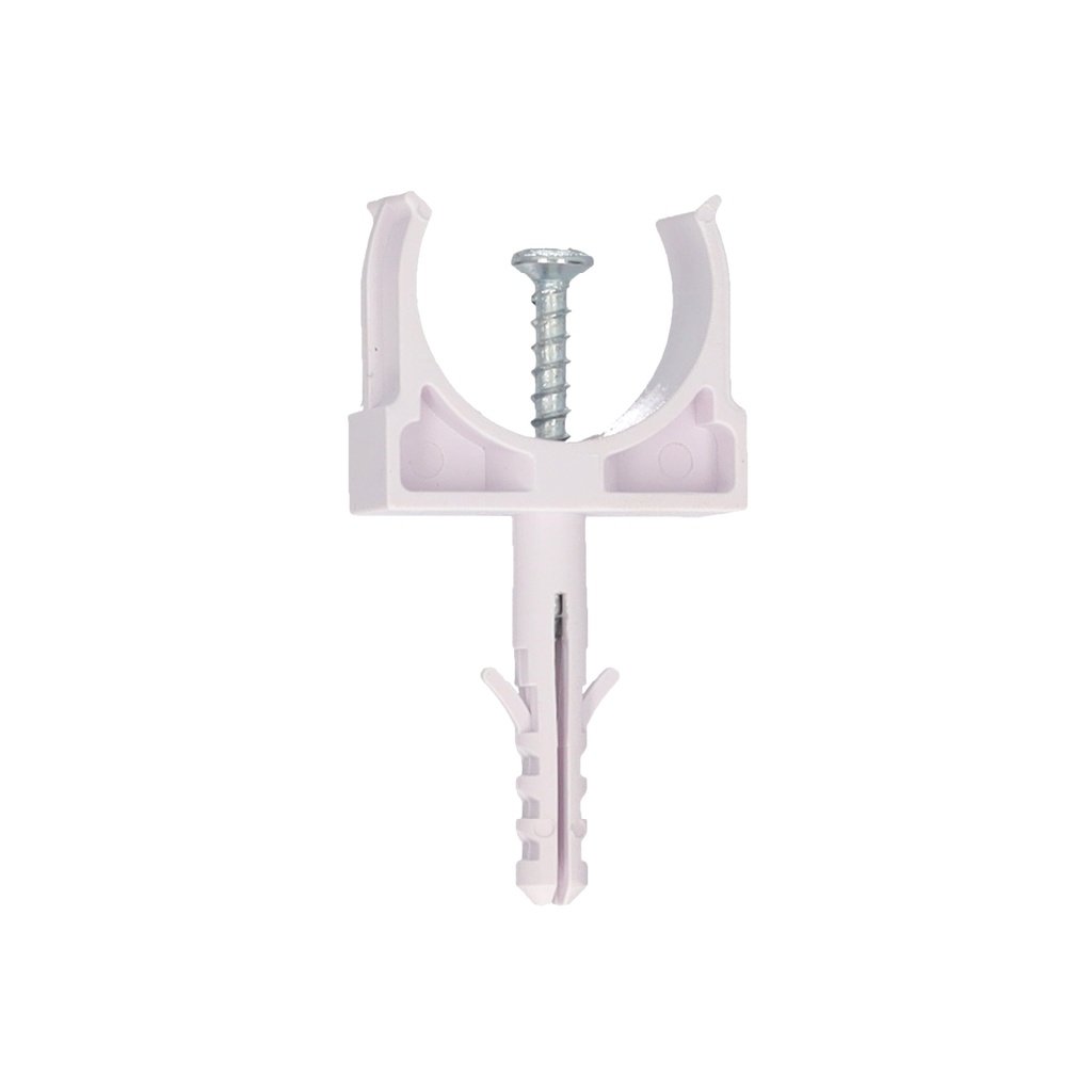 Pack 50u fijadores de tubo con taco Ø25mm