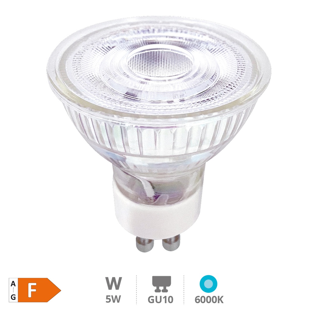 Ampoule LED dichroïque en verre 38º 5W GU10 6500K