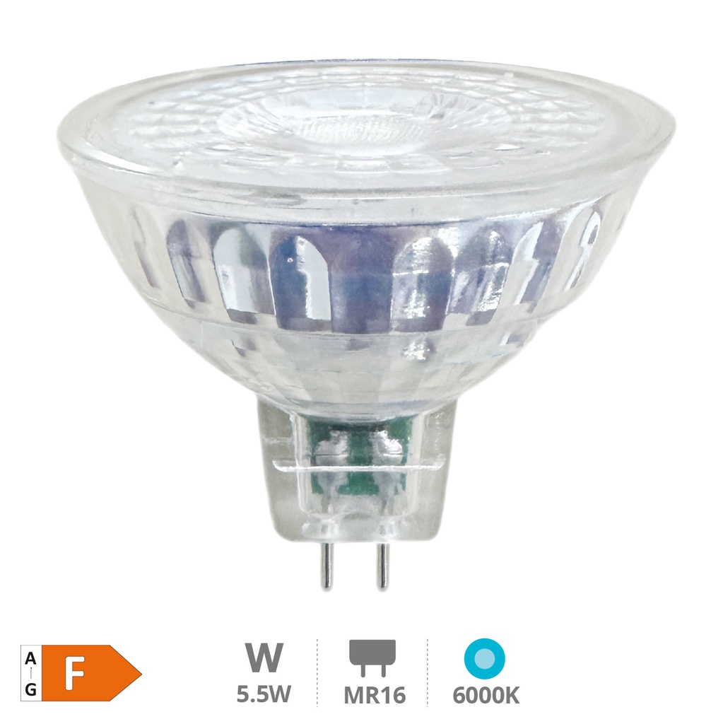 Ampoule LED dichroïque en verre 38º 5,5W MR16 6500K