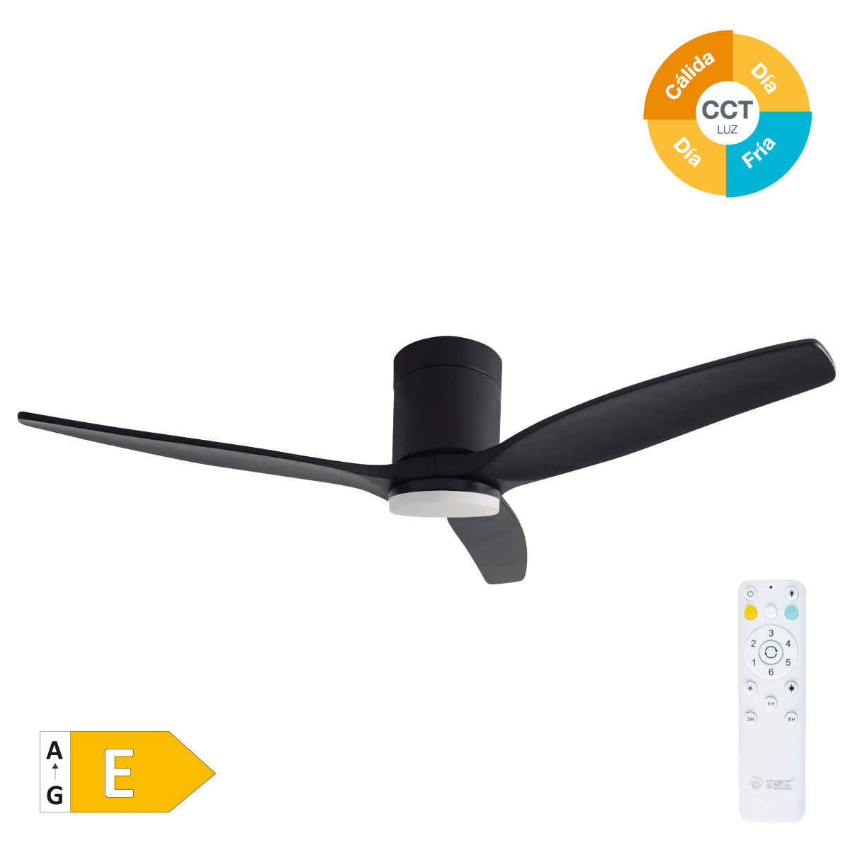 Kasama 52' DC ceiling fan with remote control CCT 3 blades dimmeable Black/Wood