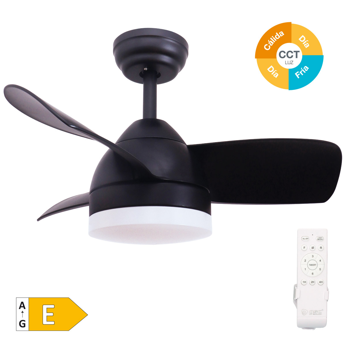 Namuno 28' ceiling fan with remote control CCT 3 blades Black