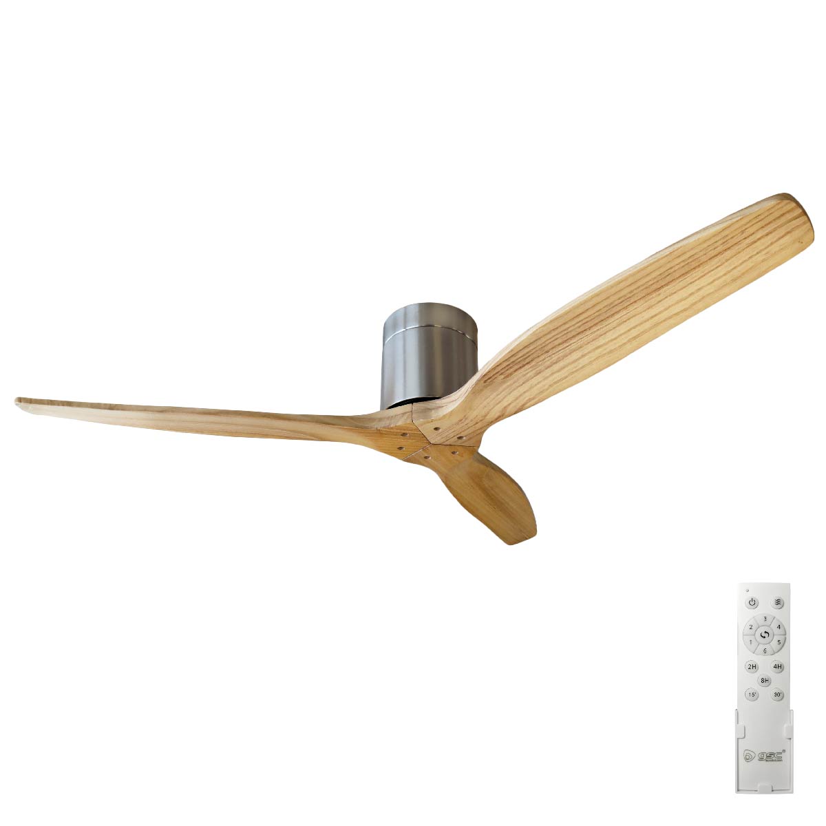 Mucari 52' DC ceiling fan with remote control CCT 3 blades Nickel/Wood