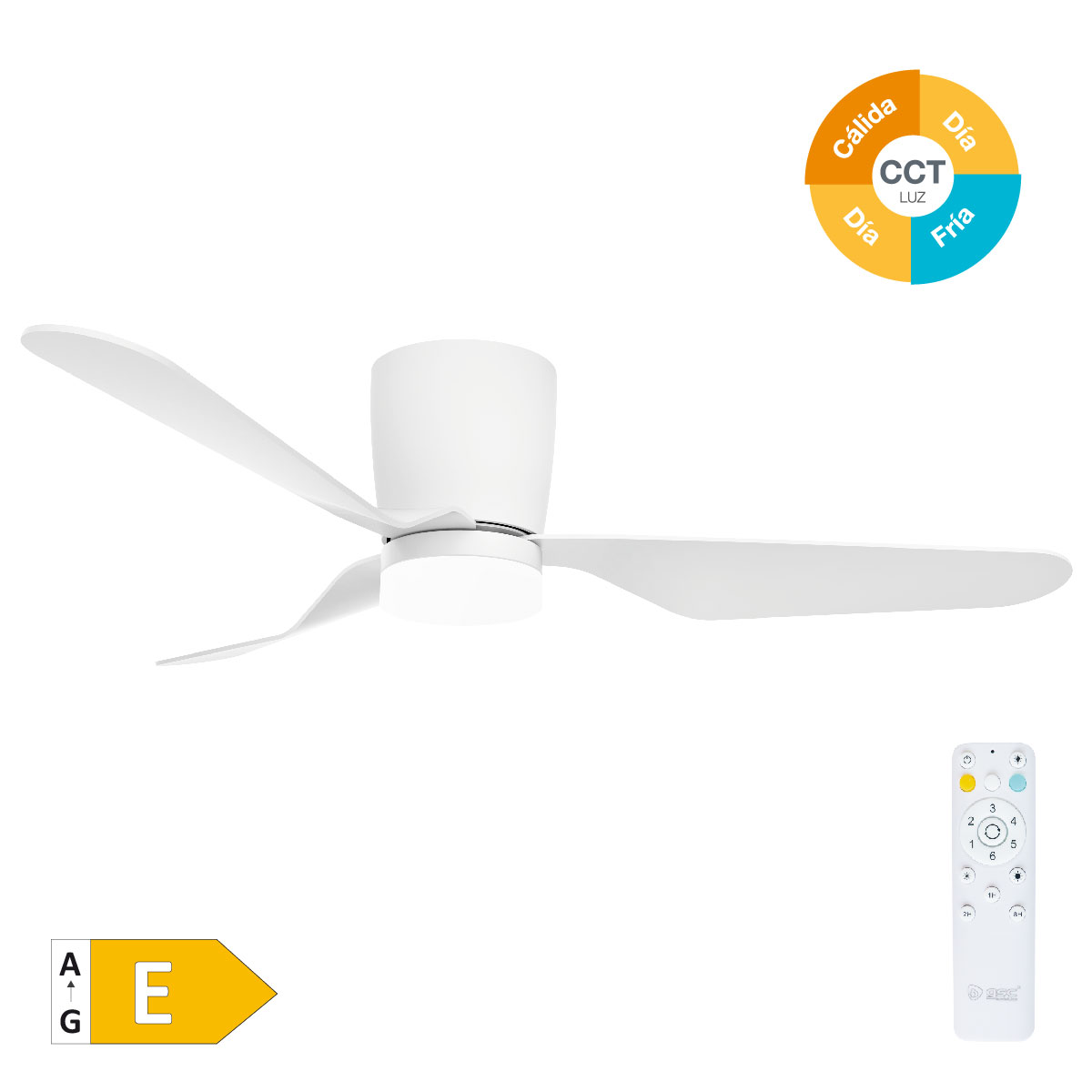 Solesia 52' DC ceiling fan with remote control CCT 3 blades White