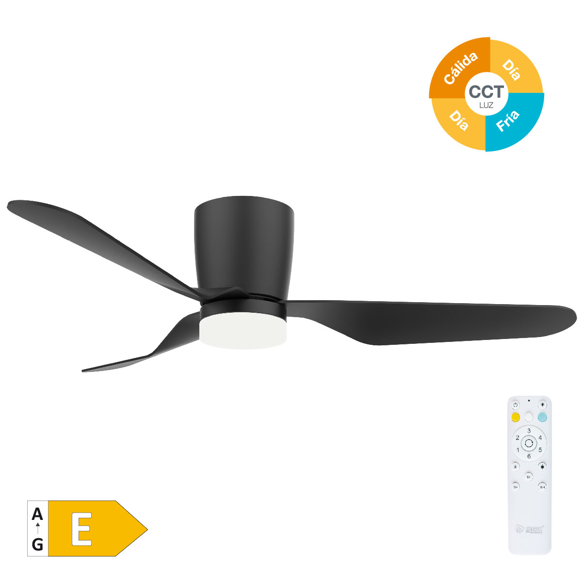 Solesia 52' DC ceiling fan with remote control CCT 3 blades Black