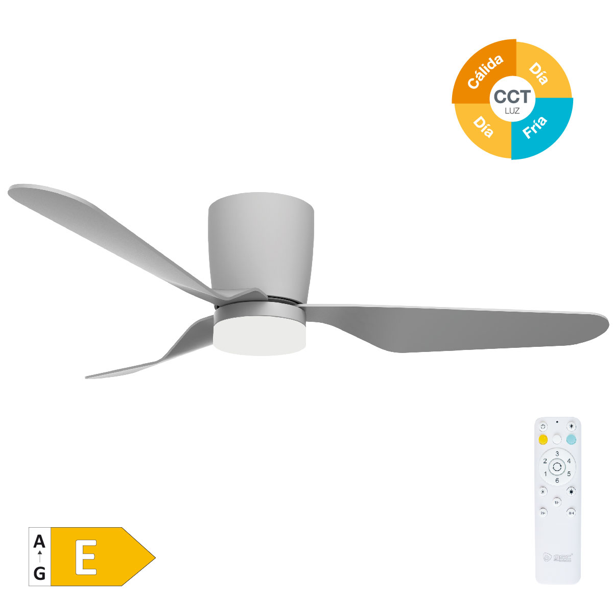 Solesia 52' DC ceiling fan with remote control CCT 3 blades Gray